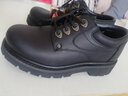路伴工装鞋男士低帮系带牛皮英伦鞋休闲大头男士工作鞋户外休闲鞋 黑色 44 实拍图