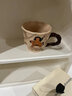 SUCCOHOMEWARE可爱奶油风高脚咖啡杯公司办公室复古喝水杯子下午茶杯陶瓷马克杯 蘑菇屋-马克杯 400ml 实拍图