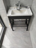 阔宅小户型简易洗脸盆家用阳台浴室洗手盆落地式卫生间陶瓷一体洗漱台 6040E盆+支架下水 实拍图