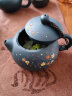 藏壶天下 宜兴紫砂壶西施纯手工刻绘泥绘名家原矿墨绿泥茶壶茶具 喜梅款 实拍图