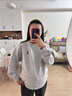 Teenie Weenie小熊春简约时尚美式运动卫衣学院风白色T恤上衣女装 浅灰色 S (160) 实拍图