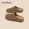 依思 Q（exull）真皮勃肯半拖女2025秋冬新款休闲软底外穿包头拖鞋女一脚蹬懒人鞋 卡其色【内增高4cm】-百人购买 39 实拍图