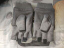 欧鹿雅顿麂皮绒手套男冬半指露指无指保暖加绒加厚学生写字打字情侣手套女 半指加厚长绒灰色 实拍图