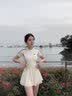 回力泳衣女士连体裙式专业游泳衣遮肚显瘦大码保守温泉泳装14006H 海盐白漾【分体底裤】 M 【建议80-90斤】 实拍图