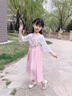 贝孩趣童装汉服女童连衣裙夏装公主裙儿童古装裙子六一儿童节演出中国风 粉红色 130码(建议身高115-125厘米) 实拍图