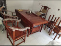 唐司 红木家具非洲花梨（学名：刺猬紫檀）茶桌 实木茶桌椅组合 中式客厅泡茶台茶几 1.75米茶桌+大官帽椅+4圈椅 实拍图