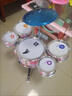 俏娃宝贝儿童礼物男孩2生日3宝宝打鼓玩具1-5岁早教6架子鼓音乐器女爵士鼓 桃红 卡通5鼓1镲儿童架子鼓+背带 实拍图