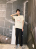 AK ARMY纯棉重磅短袖t恤男夏季款男士休闲百搭圆领复古体恤纯色打底衫 米白色 XL 实拍图