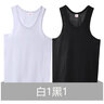 浪莎（LangSha）背心男【2件装】夏季无袖纯棉透气汗衫弹力运动工字上衣 白1+黑1 2XL 实拍图