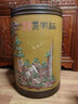 玖晟祥 宜兴紫砂茶叶罐大号储茶罐普洱茶饼储存罐密封茶缸紫砂罐茶叶桶 60饼 竹节泥绘 黄山水+实木底座 实拍图