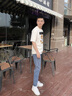 维启安（WEIQIAN）牛仔裤男春夏季裤子男士休闲装潮牌宽松直筒长裤新款九分 2218蓝灰 31 实拍图