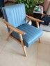 阿拉蕾 北欧实木单人沙发 科技布现代简约小户型客厅阳台卧室阳台懒人沙发酒店宾馆休闲椅子 藏蓝色/原木色腿 实拍图