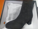 达芙妮加绒气质百搭短靴粗跟中筒瘦瘦靴软底高跟女靴4622607082 黑色 39 实拍图