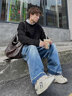 真维斯（JEANSWEST）毛衣男秋冬新款针织衫青少年针线衫内搭保暖百搭纯色打底衫毛线衫 黑色（常规） XL (推荐130-150斤) 实拍图