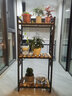 金羡花架阳台实木多层多肉绿萝室内花架子大盆景落地式铁艺花盆架带轮 三层长60*宽30*高125黑架+碳烤木 实拍图