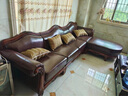 淘美庭美式复古真皮沙发实木牛皮沙发组合欧式古典奢华客厅家具转交沙发 单人位 实拍图