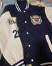 NASA BASE官方男装潮牌联名夹克男女款宽松学生外套情侣衫字母飞行员棒球服 MD-22129-深蓝色（加棉款） XL （建议130-150斤） 实拍图