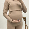 米度丽月子服夏季哺乳睡衣孕产妇保暖内衣秋冬季孕产妇睡衣套装 婴儿粉-两件套(带哺乳口) XL码（推荐120-150斤） 实拍图