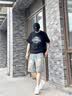 衣然呈品破洞牛仔短裤男士夏季薄款宽松直筒美式vibe风潮牌痞帅五分裤子男 复古蓝色 L 【建议120-135斤】 实拍图
