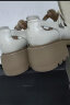 骆驼（CAMEL）罗马凉鞋女擦色牛皮编织方扣粗跟凉鞋 L23M714006 米色 35 实拍图