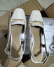 百思图夏季商场新款时尚法式粗跟包头后空女凉鞋RJF19BH3 米白 37 实拍图