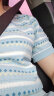 茵曼（INMAN）索罗纳凉感条纹气质针织衫2024夏季女装新款小个子轻薄短袖上衣 蓝色 M 晒单实拍图