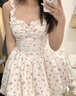 棉致白色吊带碎花连衣裙子女小个子收腰显瘦吊带纯欲蓬蓬裙2024新款夏 白色【496高品质29.5】 M 95-105斤 实拍图
