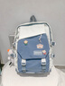 爱情海双肩包书包背包大容量初中高中生大学生电脑包15吋高颜值防泼水 【蓝色】休闲轻便时尚通勤高级感 百搭小众可爱潮流ins风布包 实拍图