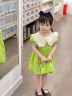 迪士尼（Disney）童装女童连衣裙夏季2024新款儿童裙子夏天女宝宝娃娃领裙子洋气 绿色 90码(建议身高80-90 1岁半-2岁) 晒单实拍图