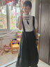 日系连衣裙甜美2021夏季新款学院风背带裙子女学生洋气软妹大摆型闺蜜装套装森系少女 黑色套装(单裙+T恤) S 实拍图