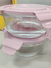 欣美雅（xinmeiya） 玻璃饭盒便当盒餐盒套装学生玻璃碗带盖少女心可爱冰箱保鲜盒子 女神粉圆400毫升*3 实拍图