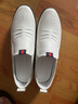 GENAI休闲鞋商务皮鞋男士小白色鞋春秋透气一脚蹬懒人爸爸鞋豆豆男鞋子 白色 真牛皮 套脚 四季款 41 码 (255mm) 实拍图