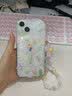 世韩适用苹果14手机壳气囊四角防摔带手链条高级感iPhone14保护套透明小碎花图案手机链仙女款七夕 实拍图