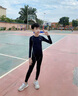 准者儿童健身服训练跑步透气速干高弹紧身衣裤打底衫中小学生篮球套装 套装  纯黑/灰134T-1+135T-1 M (140) 实拍图