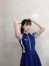 佑游泳衣女保守连体夏季遮肚显瘦游泳衣新款时尚海边大码性感温泉泳装 短袖裙裤 2XL (115-130斤) 实拍图