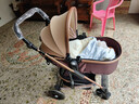 逗逗熊婴儿推车高景观童车宝宝可坐可平躺双向避震折叠BB轻便手推车  旗舰版灰色+坐躺+单手收+遮阳蚊帘+后轮高配+餐盘 实拍图