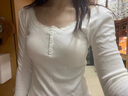 妙奕嘉白色打底衫女可外穿内搭修身蕾丝纯欲上衣秋季贴身长袖t恤冬季 蕾丝花边纽扣长袖 M 【建议90-105斤】 实拍图