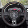 奥迈尔 大众真皮手缝方向盘套新探岳途昂途岳朗逸高尔夫7速腾凌渡宝来POLO迈腾帕萨特途观L把套改装 黑色红线两侧打孔 高尔夫专用 实拍图
