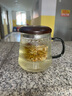 忆壶茶（YIHUTEA）玻璃茶杯茶水分离泡茶杯茶道杯喝茶杯子办公室家用男女绿茶水杯子 【胡桃木盖】竖纹泡茶杯 450ml 实拍图