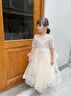 小咔衣浓（Xiaokayinong）儿童礼服公主裙长袖花童婚礼蓬蓬纱女童主持人钢琴演奏演出服夏季 香槟色L068中袖长款 120 实拍图