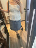 Teenie Weenie小熊2024年短款牛仔裙半身裙短裙A字高腰复古美式女 中蓝色 160/S 晒单实拍图