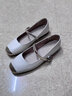 ZHR女鞋复古真牛皮平底单鞋女优雅浅口玛丽珍鞋子女 AH399 米金 40 实拍图