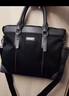 斐格男士手提包男包公文包商务横款大容量电脑包牛津纺休闲单肩斜挎包 黑色标准版(送 手包） 14英寸 实拍图