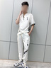 罗蒙（ROMON）中国风唐装短袖套装男士夏季汉服冰丝t恤宽松休闲长裤青年古装潮 2207白色套装 XL 约125-135斤 实拍图