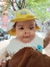 图涂丫婴儿帽子春夏季0-3-6-12个月男女宝宝盆帽遮阳帽秋天防晒帽1岁2岁 点点耳朵-秋香黄+TPU面罩 46码 帽围 42-46cm 建议4-9个月 实拍图