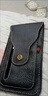 新款真皮手机腰包男双层穿皮带工地干活户外运动竖款牛皮手机腰包 6.5寸(黑色)   18.3*10*2厘米 实拍图