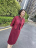 欧巴顿十一喜婆婆婚宴装平时可穿结婚妈妈礼服高贵旗袍春秋两件套连衣裙 2316红色 常规 【上衣+裙子】套装 2XL 建议100-115斤左右 实拍图