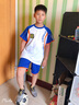 橙火儿童足球服套装短袖男童运动服透气中大童t恤短裤两件套6-16岁青少年球服女小学生训练球衣班服定制 36031彩蓝白 160码适合身高155-164cm 实拍图