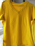艾路丝婷夏装新款T恤女短袖上衣韩版修身体恤TX3560 黄色V领 XL 实拍图