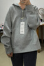初棉宽松连帽空气层卫衣 麻灰 S 实拍图
